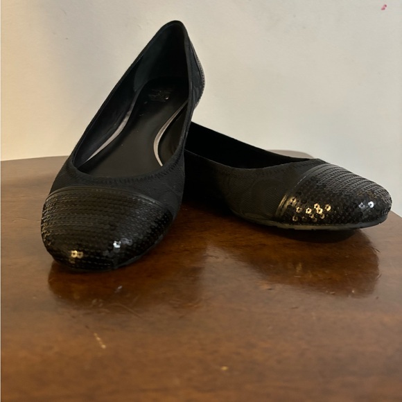 Coach Black Sequins Round Toe Ballet Flats Black Size 7 NEW NWT - Picture 8 of 11